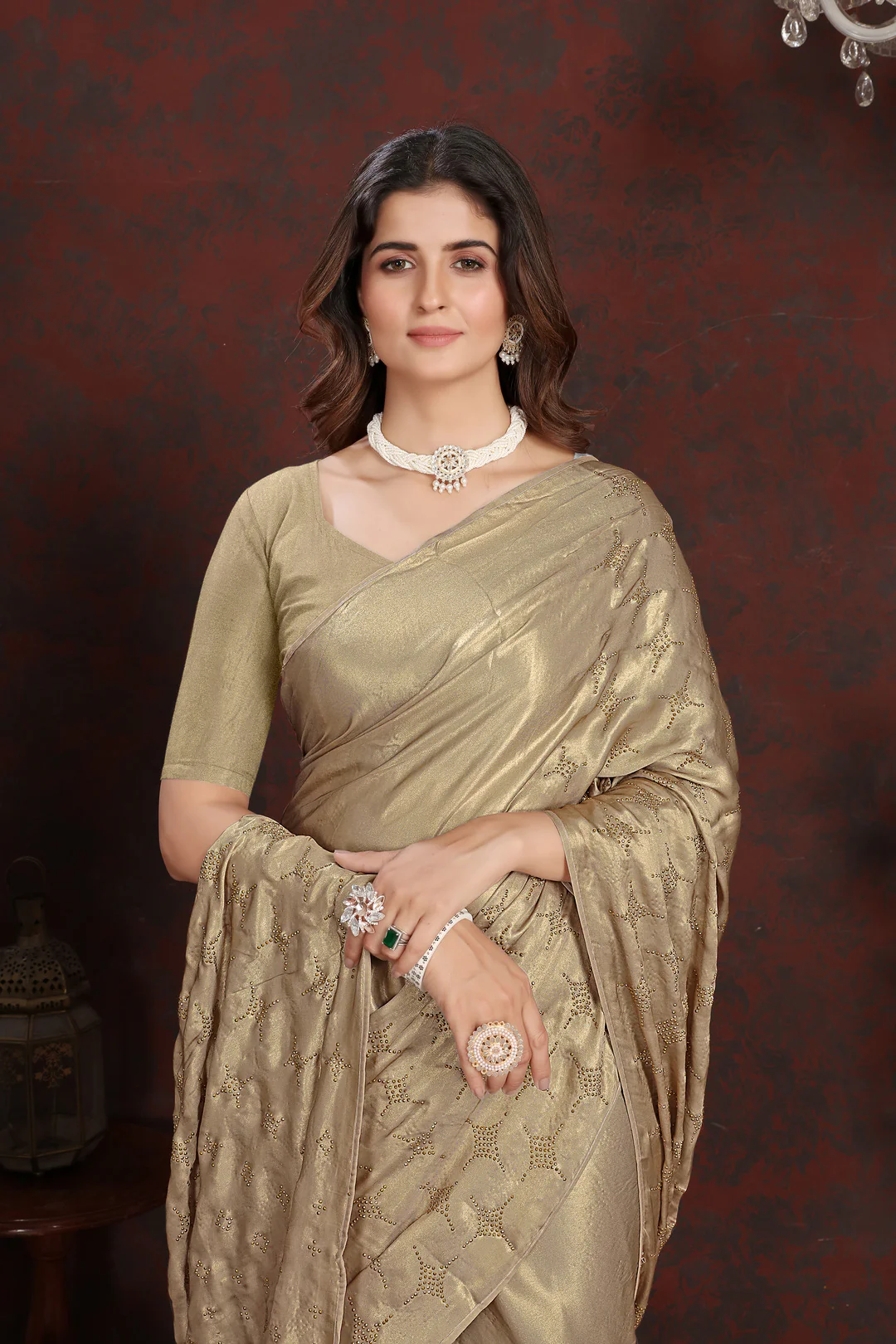 Twilight Gold Satin Silk Saree